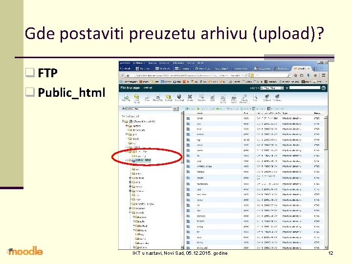 Gde postaviti preuzetu arhivu (upload)? q FTP q Public_html IKT u nastavi, Novi Sad,