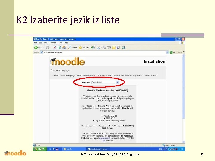 K 2 Izaberite jezik iz liste IKT u nastavi, Novi Sad, 05. 12. 2015.