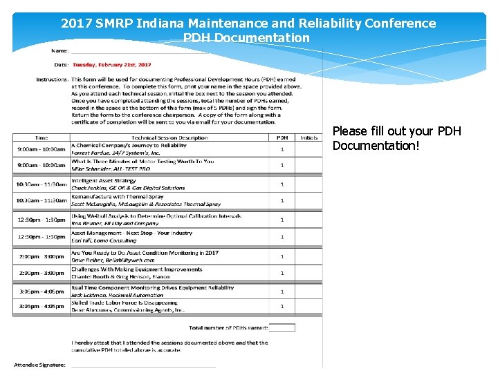 Pdh Report Example The Society for Maintenance and Reliability Professionals Indiana