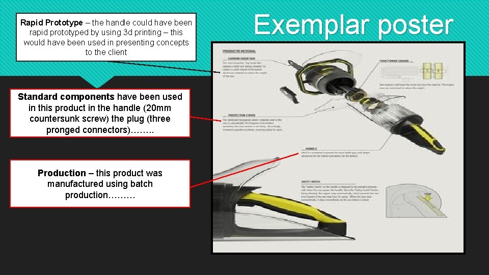 Rapid Prototype – the handle could have been rapid prototyped by using 3 d
