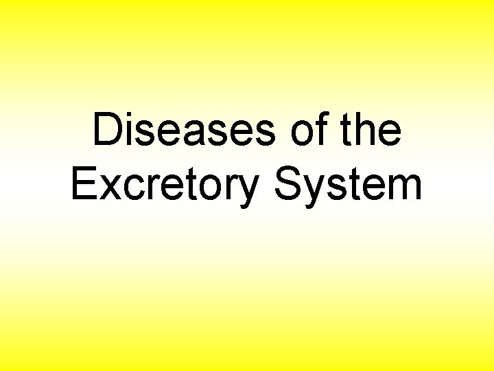 Diseases of the Excretory System 