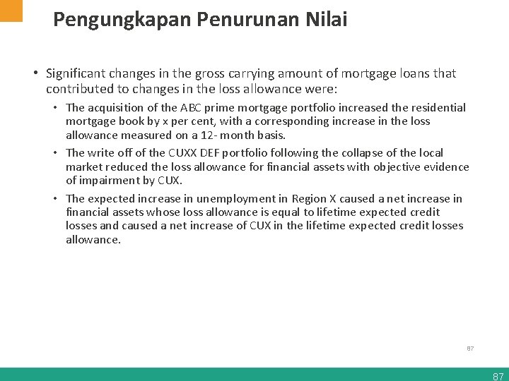 Pengungkapan Penurunan Nilai • Significant changes in the gross carrying amount of mortgage loans