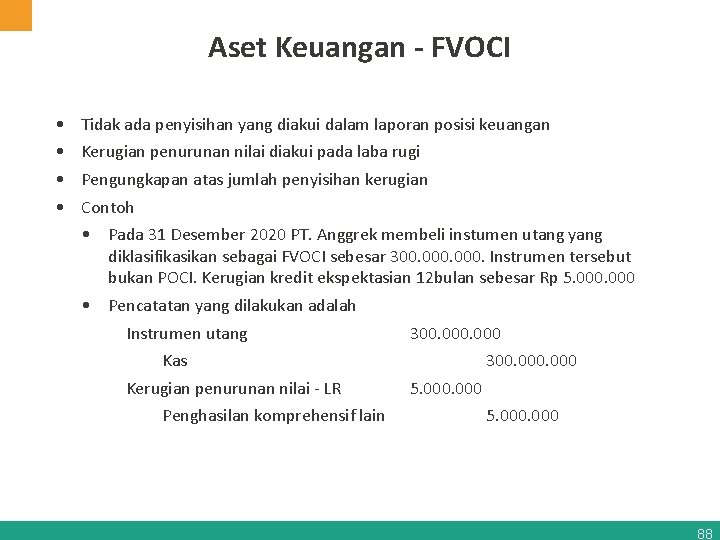 Aset Keuangan - FVOCI • • Tidak ada penyisihan yang diakui dalam laporan posisi