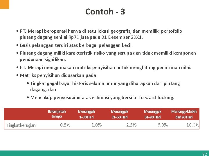 Contoh - 3 • PT. Merapi beroperasi hanya di satu lokasi geografis, dan memiliki