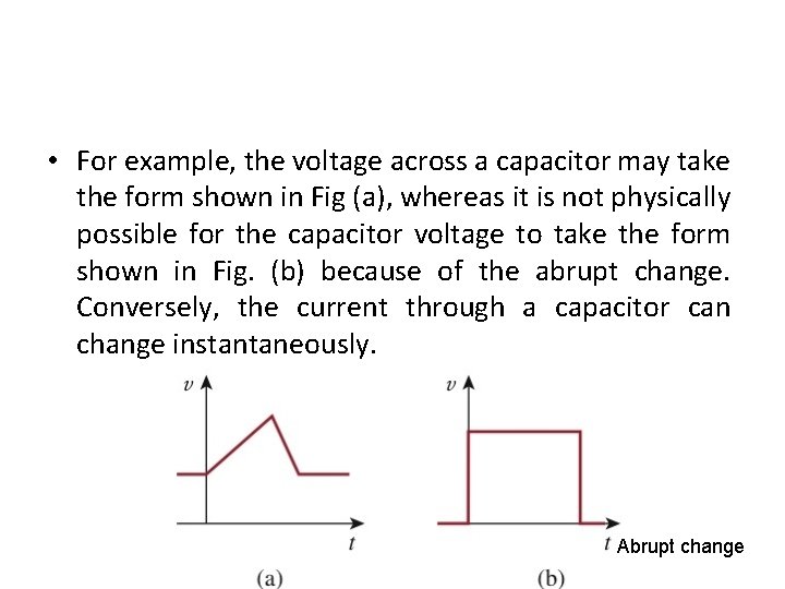  • For example, the voltage across a capacitor may take the form shown