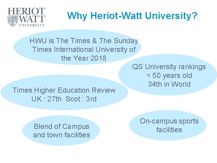 Why Heriot-Watt University? HWU is The Times & The Sunday Times International University of