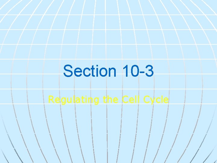 Section 10 -3 Regulating the Cell Cycle 