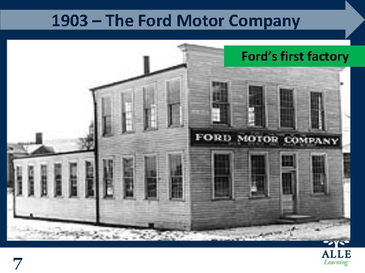 1903 – The Ford Motor Company Ford’s first factory 7 7 