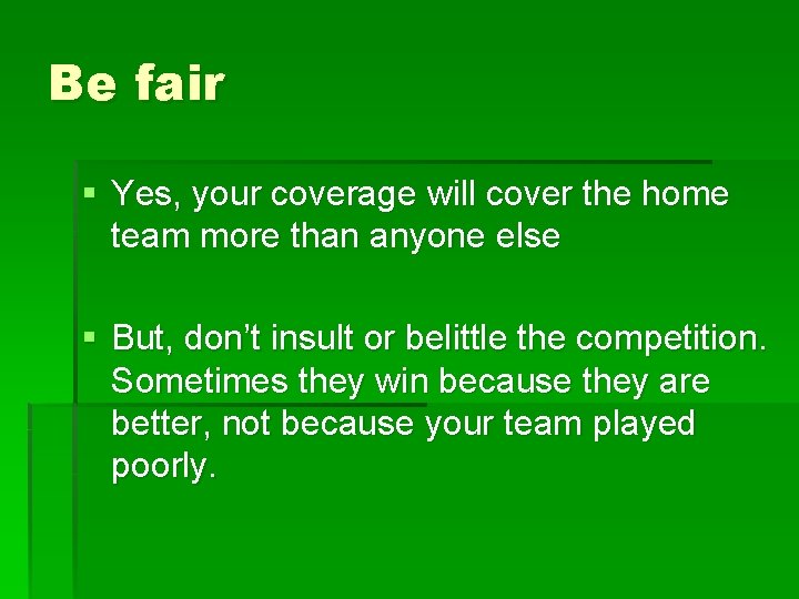 Sports Writing Journalism I Mr Dudek Types of