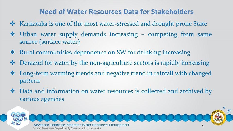 Need of Water Resources Data for Stakeholders v Karnataka is one of the most