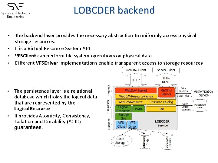 LOBCDER backend The backend layer provides the necessary abstraction to uniformly access physical storage