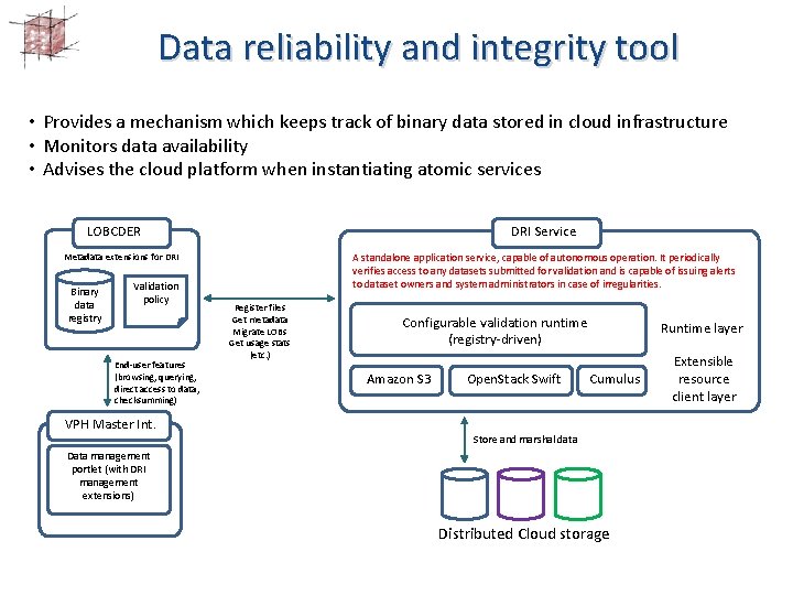 Data reliability and integrity tool • Provides a mechanism which keeps track of binary