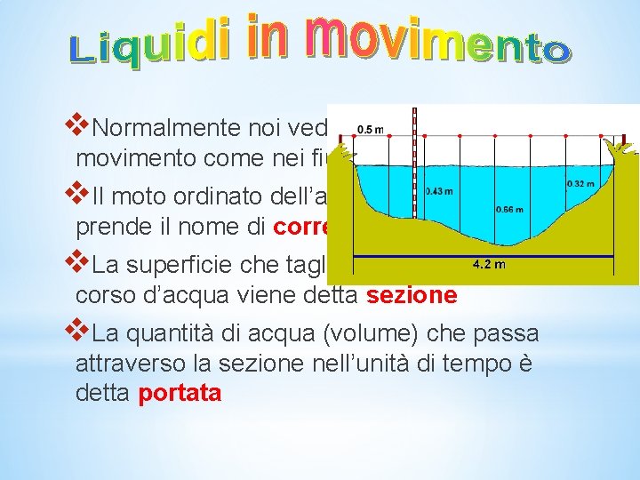 v. Normalmente noi vediamo dei liquidi in movimento come nei fiumi v. Il moto v. Normalmente noi vediamo dei liquidi in movimento come nei fiumi v. Il moto