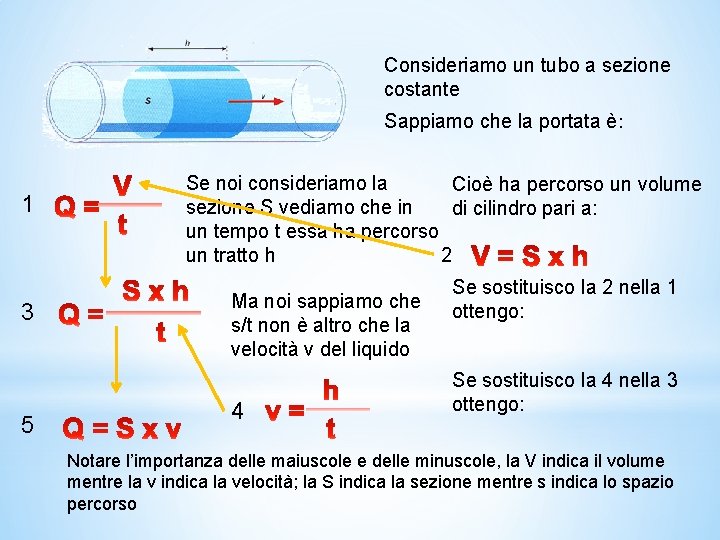 Consideriamo un tubo a sezione costante Sappiamo che la portata è: 1 3 5 Consideriamo un tubo a sezione costante Sappiamo che la portata è: 1 3 5
