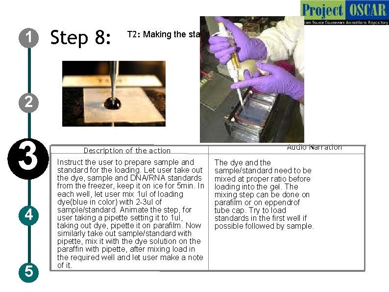 1 Step 8: T 2: Making the standards and sample 2 3 4 5
