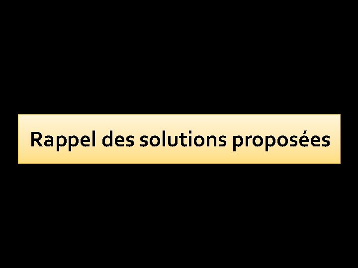 Rappel des solutions proposées 