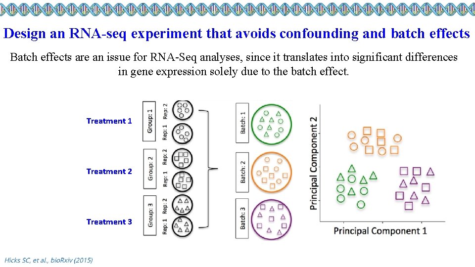 Design an RNA-seq experiment that avoids confounding and batch effects Batch effects are an