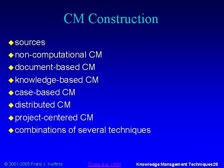 CM Construction u sources u non-computational CM u document-based CM u knowledge-based CM u