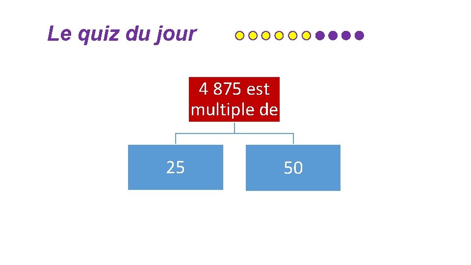 Le quiz du jour 4 875 est multiple de 25 50 Le quiz du jour 4 875 est multiple de 25 50