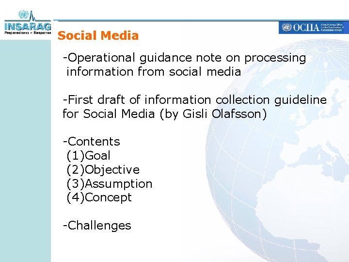 Social Media -Operational guidance note on processing information from social media -First draft of