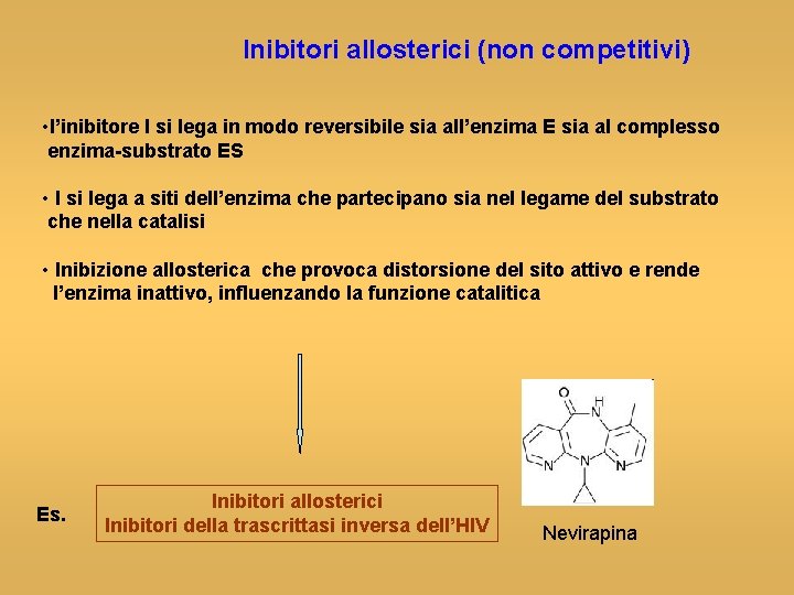 Inibitori allosterici (non competitivi) • l’inibitore I si lega in modo reversibile sia all’enzima