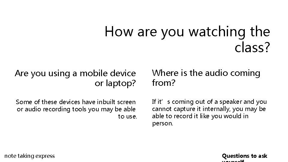 How are you watching the class? Are you using a mobile device or laptop?