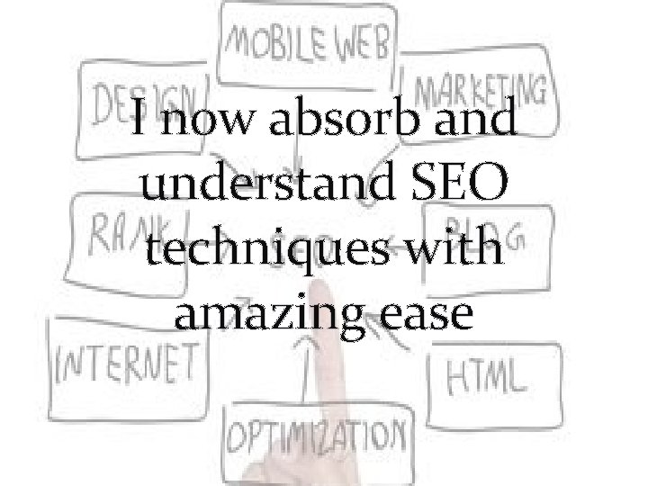 I now absorb and understand SEO techniques with amazing ease 