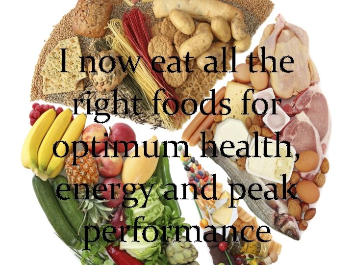 I now eat all the right foods for optimum health, energy and peak performance