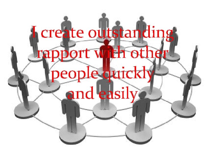 I create outstanding rapport with other people quickly and easily 