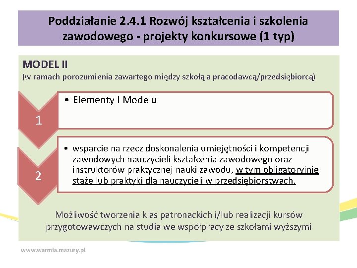 Poddziałanie 2. 4. 1 Rozwój kształcenia i szkolenia zawodowego - projekty konkursowe (1 typ)