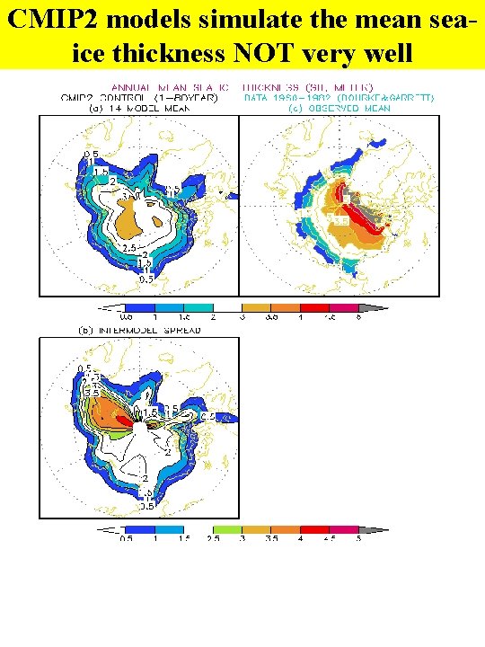 CMIP 2 models simulate the mean seaice thickness NOT very well 