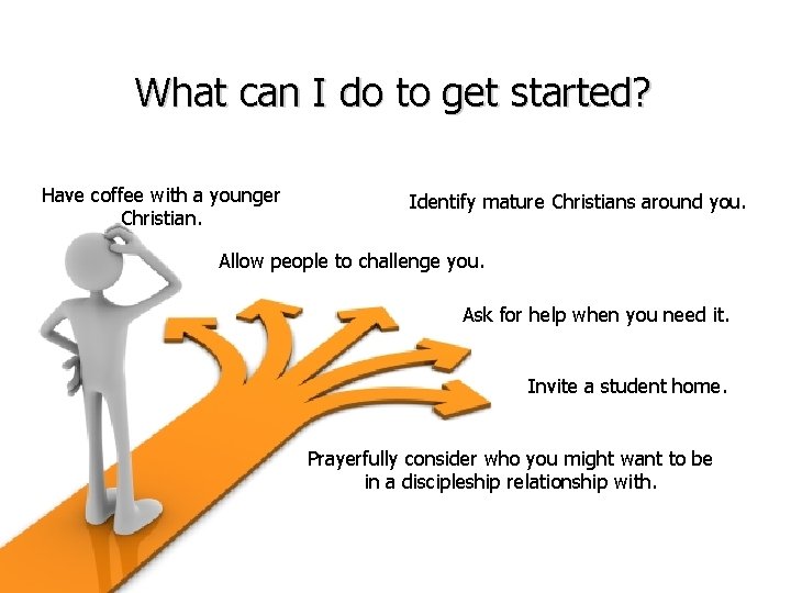 What can I do to get started? Have coffee with a younger Christian. Identify