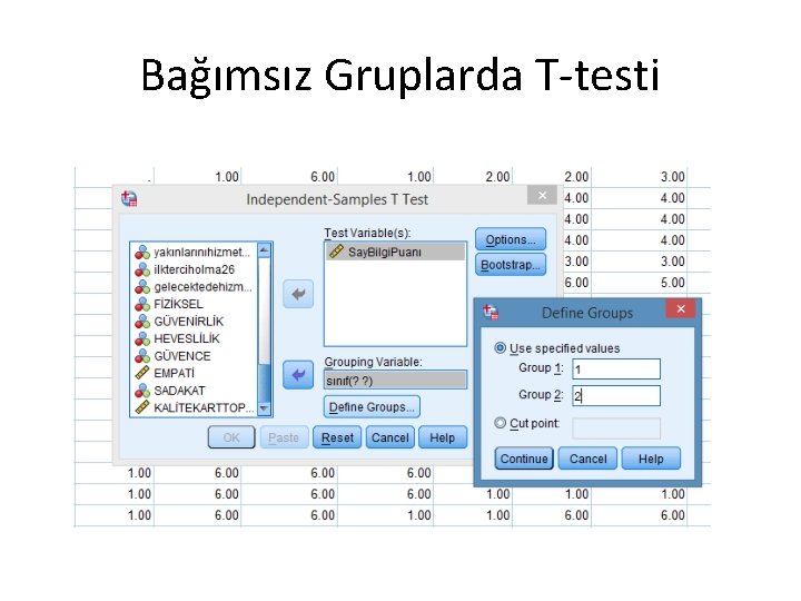 Bağımsız Gruplarda T-testi 