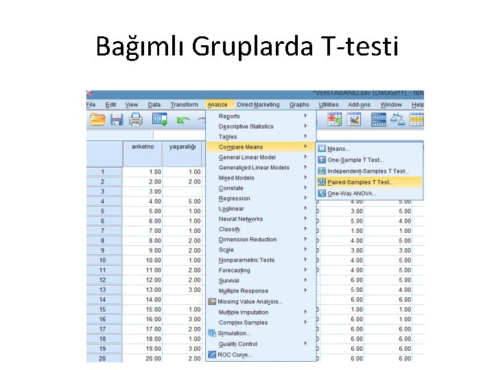 Bağımlı Gruplarda T-testi 