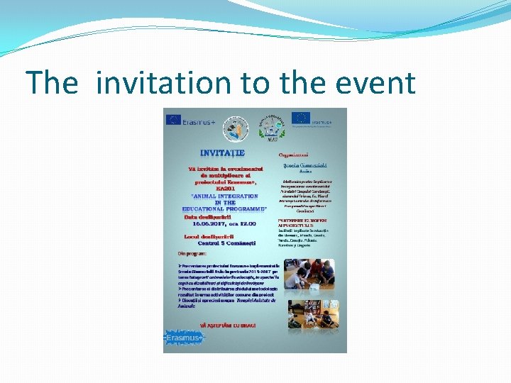 The invitation to the event 