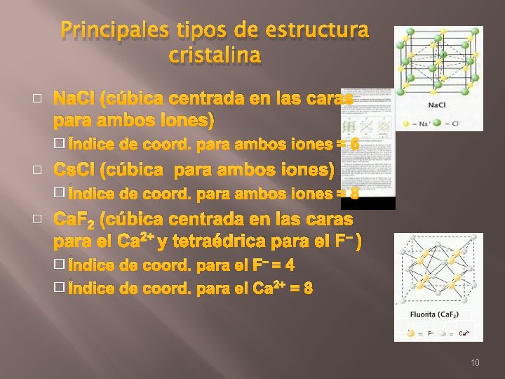 Principales tipos de estructura cristalina � Na. Cl (cúbica centrada en las caras para