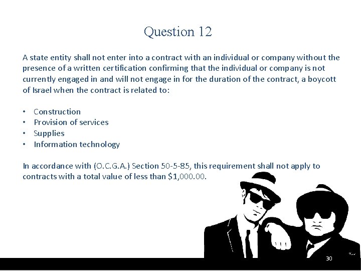 Question 12 A state entity shall not enter into a contract with an individual
