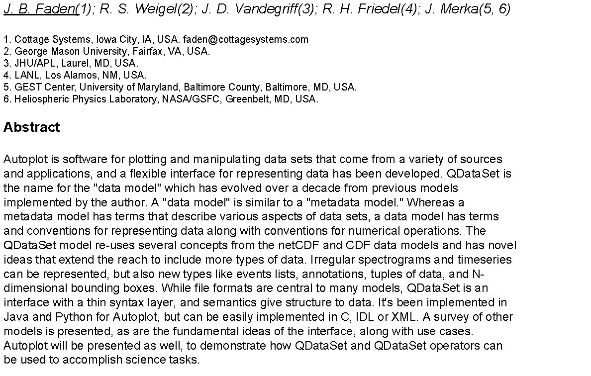 J. B. Faden(1); R. S. Weigel(2); J. D. Vandegriff(3); R. H. Friedel(4); J. Merka(5,