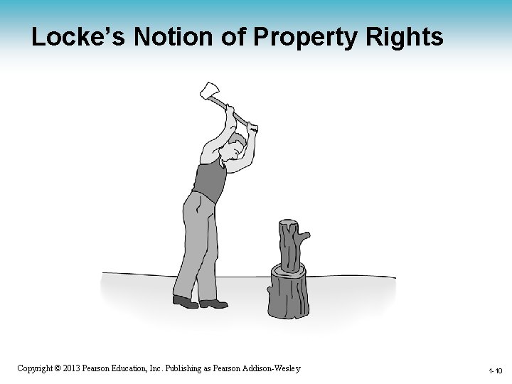 Locke’s Notion of Property Rights 1 -10 Copyright © 2013 Pearson Education, Inc. Publishing