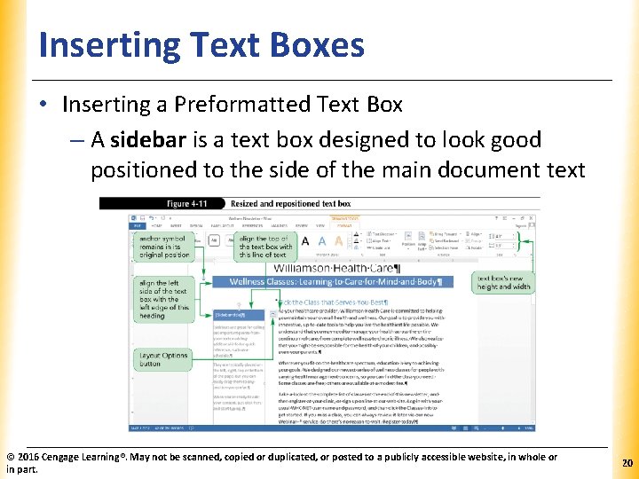 Inserting Text Boxes XP • Inserting a Preformatted Text Box – A sidebar is