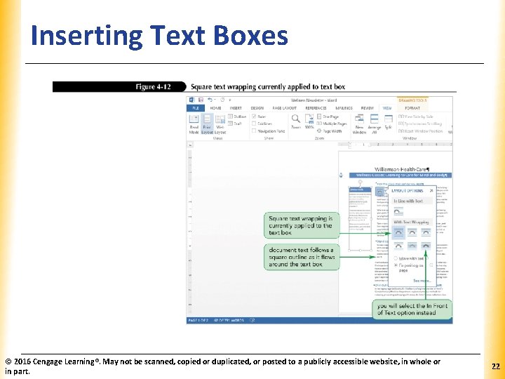 Inserting Text Boxes © 2016 Cengage Learning®. May not be scanned, copied or duplicated,