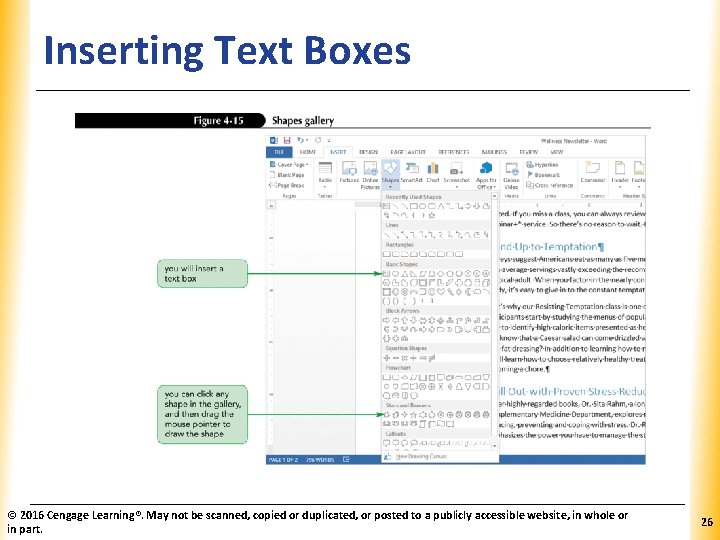 Inserting Text Boxes © 2016 Cengage Learning®. May not be scanned, copied or duplicated,