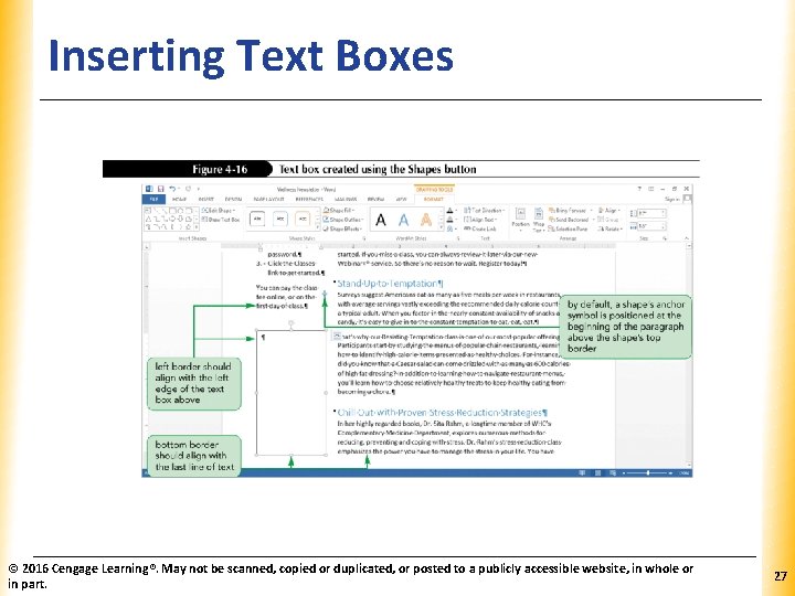 Inserting Text Boxes © 2016 Cengage Learning®. May not be scanned, copied or duplicated,