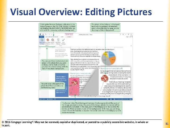 Visual Overview: Editing Pictures © 2016 Cengage Learning®. May not be scanned, copied or