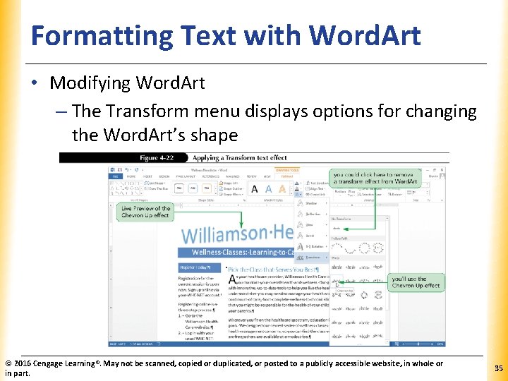 Formatting Text with Word. Art XP • Modifying Word. Art – The Transform menu
