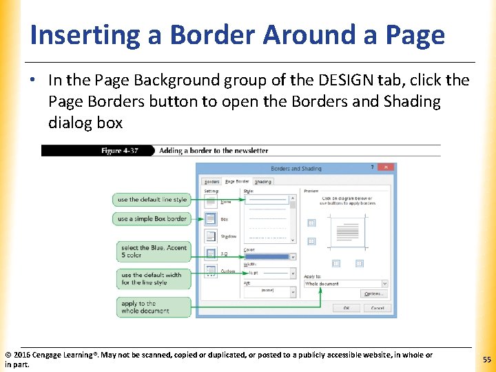 Inserting a Border Around a Page XP • In the Page Background group of