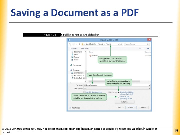 Saving a Document as a PDF © 2016 Cengage Learning®. May not be scanned,