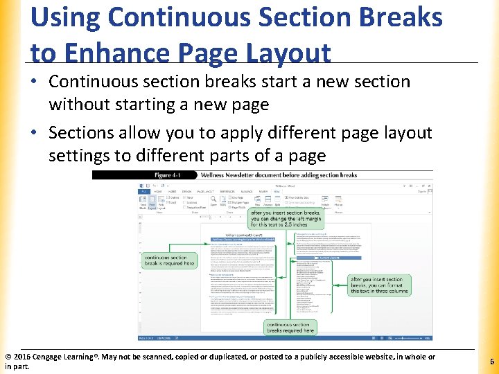 Using Continuous Section Breaks to Enhance Page Layout XP • Continuous section breaks start