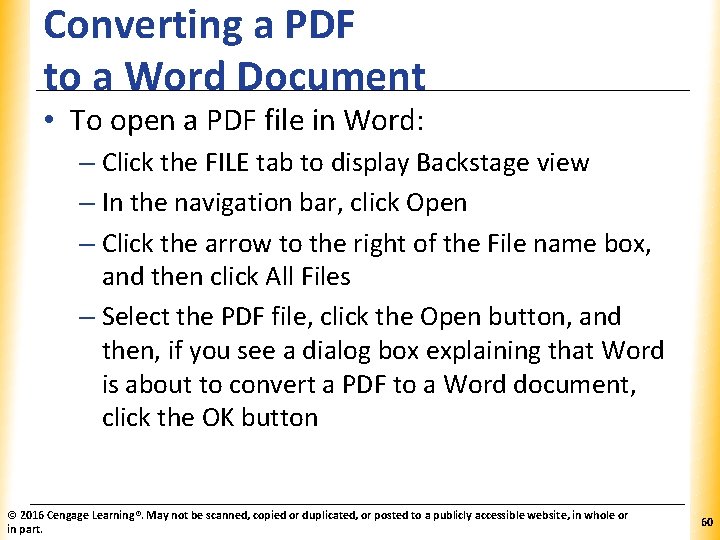 Converting a PDF to a Word Document XP • To open a PDF file