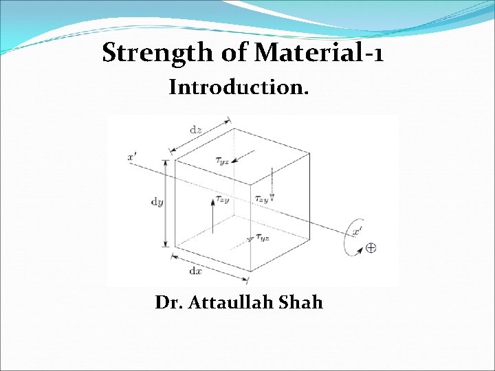 Strength of Material-1 Introduction. Dr. Attaullah Shah 